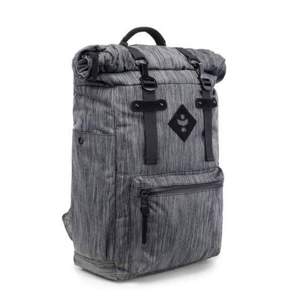 The Drifter Striped Dark Grey Rolltop Backpack Bag by Revelry Supply UK